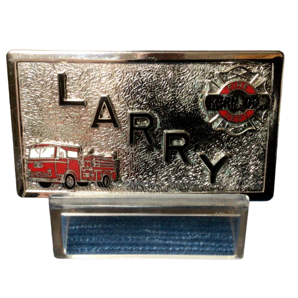 Vtg Kern County CA Fire Department Larry Petree Belt Buckle Hook Fast 899A A